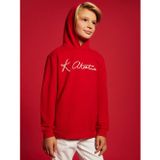 LCW Kids Kırmızı Kapüşonlu Atatürk İmza Baskılı Erkek Çocuk Sweatshirt