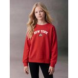 Lcw Kids Kırmızı New York Baskılı Kız Çocuk Sweatshirt
