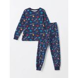 Lcw Kids Lacivert Bisiklet Yaka Kadife Erkek Çocuk Pijama Takımı