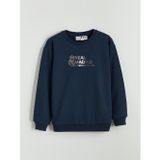 LCW Kids Lacivert Real Madrid Baskılı Erkek Çocuk Kalın Sweatshirt