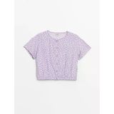 Lcw Kids Lila Bisiklet Yaka Çiçekli Kız Çocuk Crop Bluz