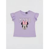 Lcw Kids Lila Bisiklet Yaka Minnie Mouse Baskılı Kız Çocuk Tişört