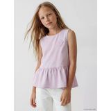 Lcw Kids Lila Bisiklet Yaka Nakışlı Fırfırlı Kız Çocuk Bluz