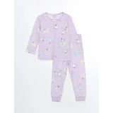 Lcw Kids Lila Bisiklet Yaka Uzun Kollu Baskılı Kız Bebek Pijama Takımı