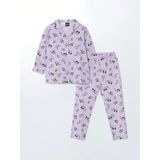 Lcw Kids Lila Gömlek Yaka Minnie Mouse Baskılı Kız Çocuk Pijama Takım