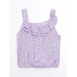 Lcw Kids Lila Kare Yaka Çiçekli Kız Çocuk Crop Bluz