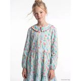 Lcw Kids Mavi Bebe Yaka Çiçekli Kız Çocuk Poplin Elbise