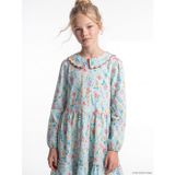 Lcw Kids Mavi Bebe Yaka Çiçekli Kız Çocuk Poplin Elbise