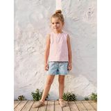 Lcw Kids Mavi Beli Lastikli Nakışlı Kız Çocuk Jean Şort