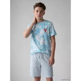 Lcw Kids Mavi Bisiklet Yaka Batik Desenli Erkek Çocuk Tişört