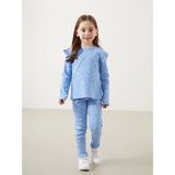 Lcw Kids Mavi Bisiklet Yaka Çiçekli Kız Çocuk Bluz ve Tayt 2'li
