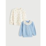 Lcw Kids Mavi Bisiklet Yaka Çiçekli Kız Çocuk Sweatshirt 2'Li