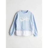 Lcw Kids Mavi Bisiklet Yaka Manhattan Baskılı Kız Çocuk Sweatshirt