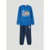 Lcw Kids Mavi Bisiklet Yaka Real Madrid Baskılı Erkek Çocuk Pijama Takımı