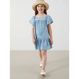 Lcw Kids Mavi Çiçek Nakışlı Kız Çocuk Jean Elbise