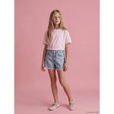 Lcw Kids Mavi Çiçek Nakışlı Kız Çocuk Jean Şort