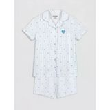 Lcw Kids Mavi Gömlek Yaka Kız Çocuk Şortlu Pijama Takım