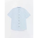 Lcw Kids Mavi Hakim Yaka Çizgili Kısa Kollu Erkek Çocuk Gömlek