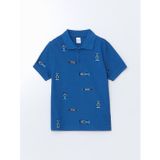 Lcw Kids Mavi Polo Yaka Baskılı Erkek Çocuk Pike Tişört