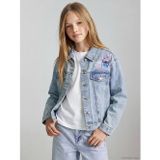 Lcw Kids Mavi Stitch Baskılı Kız Çocuk Jean Ceket