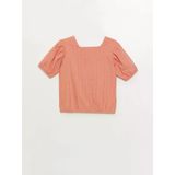 Lcw Kids Mercan Kare Yaka Keten Karışımlı Kız Çocuk Bluz