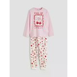 Lcw Kids Pembe Baskılı Bisiklet Yaka Kız Çocuk Pijama Takım