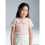 Lcw Kids Pembe Bebe Yaka Nakışlı Kız Çocuk Fitilli Tişört