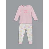 Lcw Kids Pembe Bisiklet Yaka Baskılı Kız Çocuk Pijama Takımı