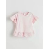 Lcw Kids Pembe Bisiklet Yaka Güpürlü Penye Kız Çocuk Bluz