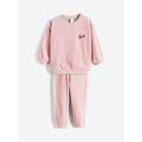 Lcw Kids Pembe Bisiklet Yaka Kız Çocuk Kadife Sweatshirt Ve Eşofman Alt