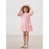 Lcw Kids Pembe Çiçekli Krinkle Fırfırlı Kız Çocuk Elbise