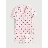 Lcw Kids Pembe Gömlek Yaka Çilek Desenli Kız Çocuk Şortlu Pijama Takımı