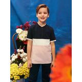 Lcw Kids Pembe Hakim Yaka Renk Bloklu Kısa Kollu Erkek Çocuk Tişört