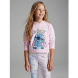 Lcw Kids Pembe Kapüşonlu Stitch Baskılı Kız Çocuk Sweatshirt