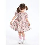 Lcw Kids Pembe Kare Yaka Çiçek Desenli Kız Bebek Elbise