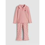 Lcw Kids Pembe Polo Yaka Çiçekli Kız Çocuk Tişört Ve Tayt
