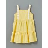 Lcw Kids Sari Basic Dantelli Kız Çocuk Keten Elbise