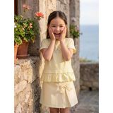 Lcw Kids Sarı Baskılı Fırfırlı Kız Çocuk Tişört