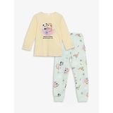 Lcw Kids Sari Bisiklet Yaka Baskılı Kız Çocuk Pijama Takımı