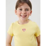 Lcw Kids Sarı Bisiklet Yaka Nakışlı Kaşkorse Kız Bebek Tişört