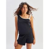 Lcw Kids Siyah Asimetrik Yaka Kız Çocuk Crop Atlet