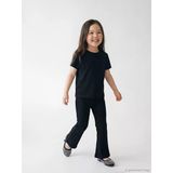 Lcw Kids Siyah Beli Lastikli İspanyol Paça Kız Çocuk Fitilli Tayt