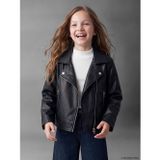 Lcw Kids Siyah Biker Yaka Kız Çocuk Deri Görünümlü Ceket