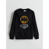 LCW Kids Siyah Bisiklet Yaka Batman Çift Yönlü Payetli Erkek Çocuk Tişört