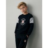 LCW Kids Siyah Bisiklet Yaka Beşiktaş Baskılı Erkek Çocuk Sweatshirt