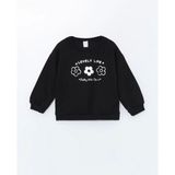 Lcw Kids Siyah Bisiklet Yaka Kalın Baskılı Kız Çocuk Sweatshirt - 9 - 12 Ay