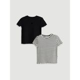 Lcw Kids Siyah Bisiklet Yaka Kız Çocuk Crop Tişört 2'li