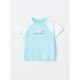 Lcw Kids Turkuaz Bisiklet Yaka Baskılı Kısa Kollu Kız Çocuk Crop Tişört - 7 - 8 Yaş