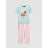 Lcw Kids Turkuaz Bisiklet Yaka Baskılı Kız Çocuk Pijama Takımı