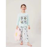 Lcw Kids Turkuaz Bisiklet Yaka Kız Çocuk Pijama Takımı